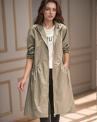 Lightweight women's outdoor jacket with hood – knee-length, waterproof and with practical zipper 1