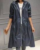 Lightweight women's outdoor jacket with hood – knee-length, waterproof and with practical zipper 6