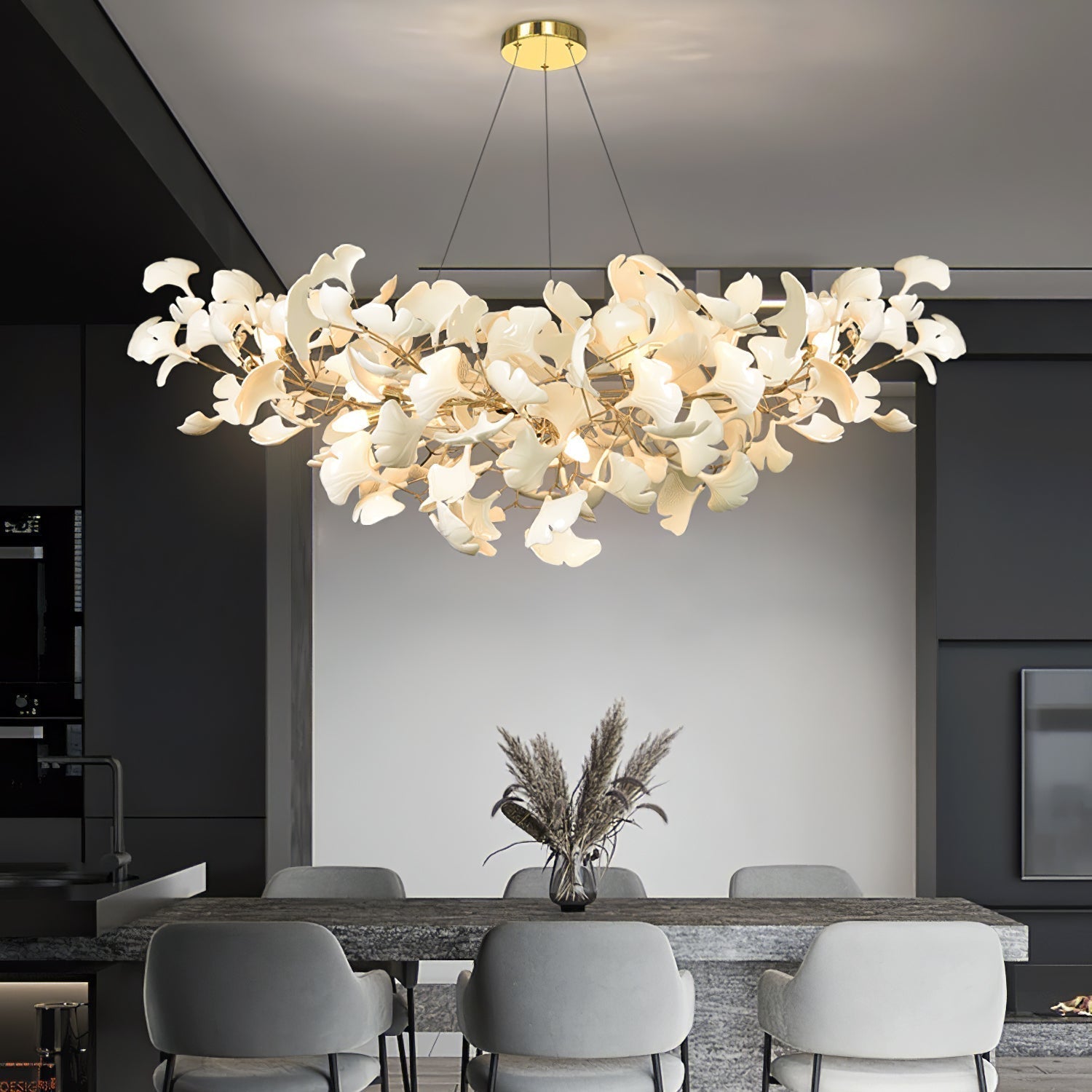 Lixora | Ginkgo Leaf Chandelier with Contemporary Glass Design 0