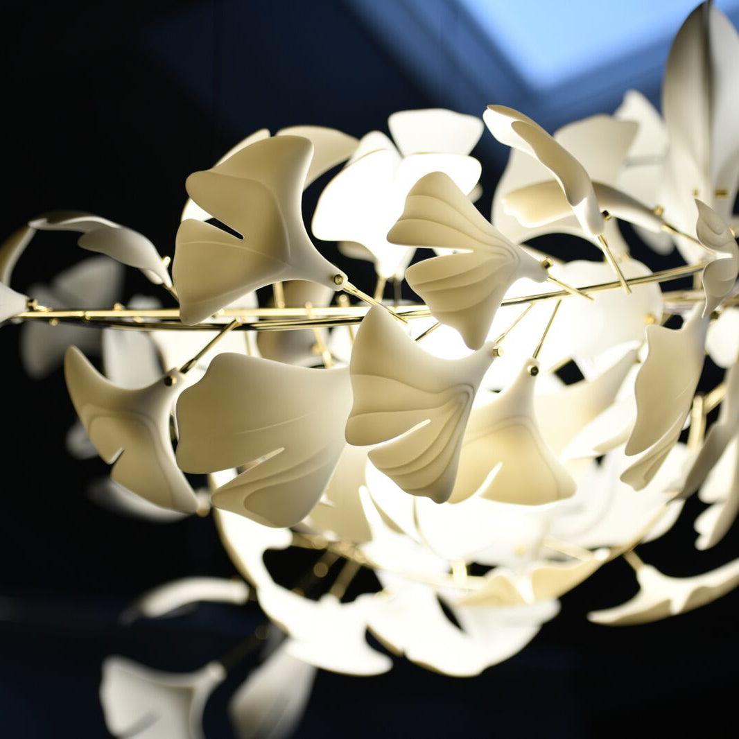 Lixora | Ginkgo Leaf Chandelier with Contemporary Glass Design 8