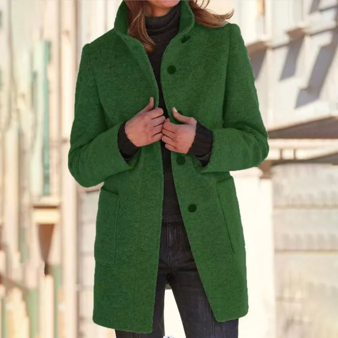 Long women's casual coat with stand-up collar and long sleeves – stylish coat for the office, everyday life and travel 3