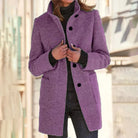 Long women's casual coat with stand-up collar and long sleeves – stylish coat for the office, everyday life and travel 5