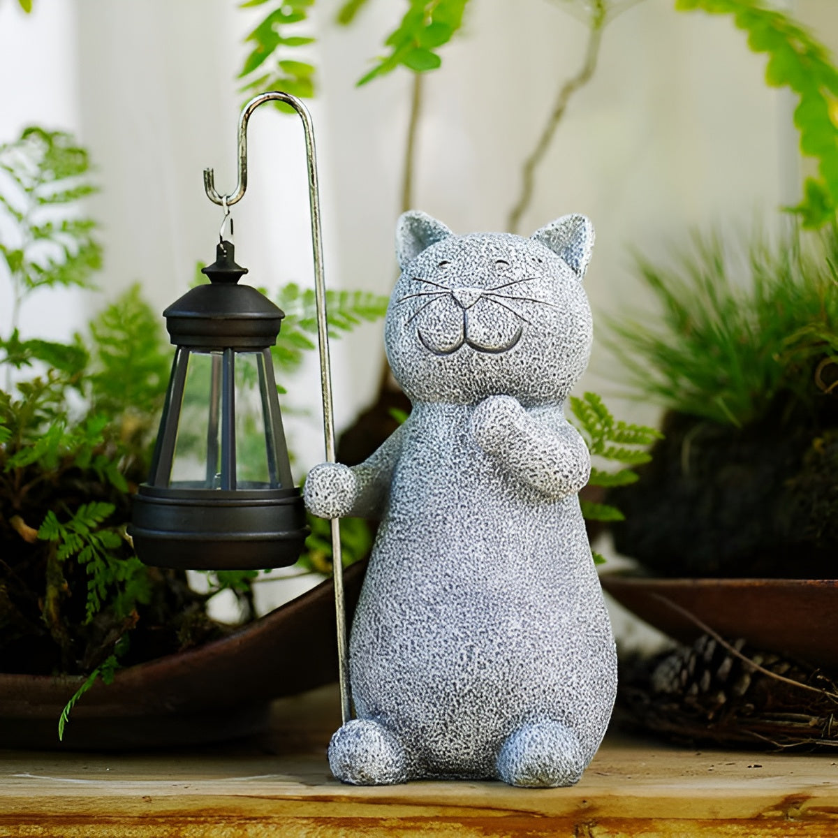 LunaGlow | Charming Hand-Painted Solar Cat Garden Statue for Outdoor Décor 4