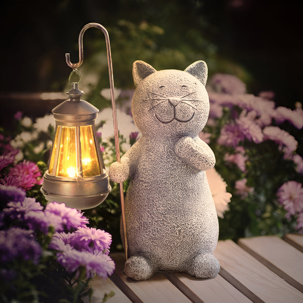 LunaGlow | Charming Hand-Painted Solar Cat Garden Statue for Outdoor Décor 6