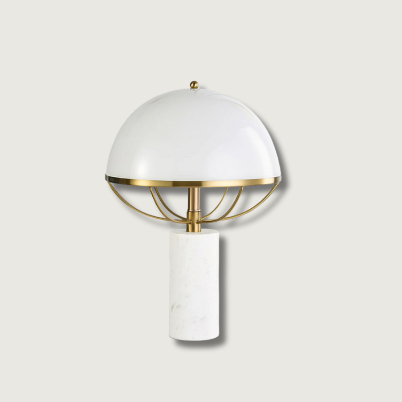 LuxeGlow – Glass Lamp with Golden Finish and Marble Stand 0