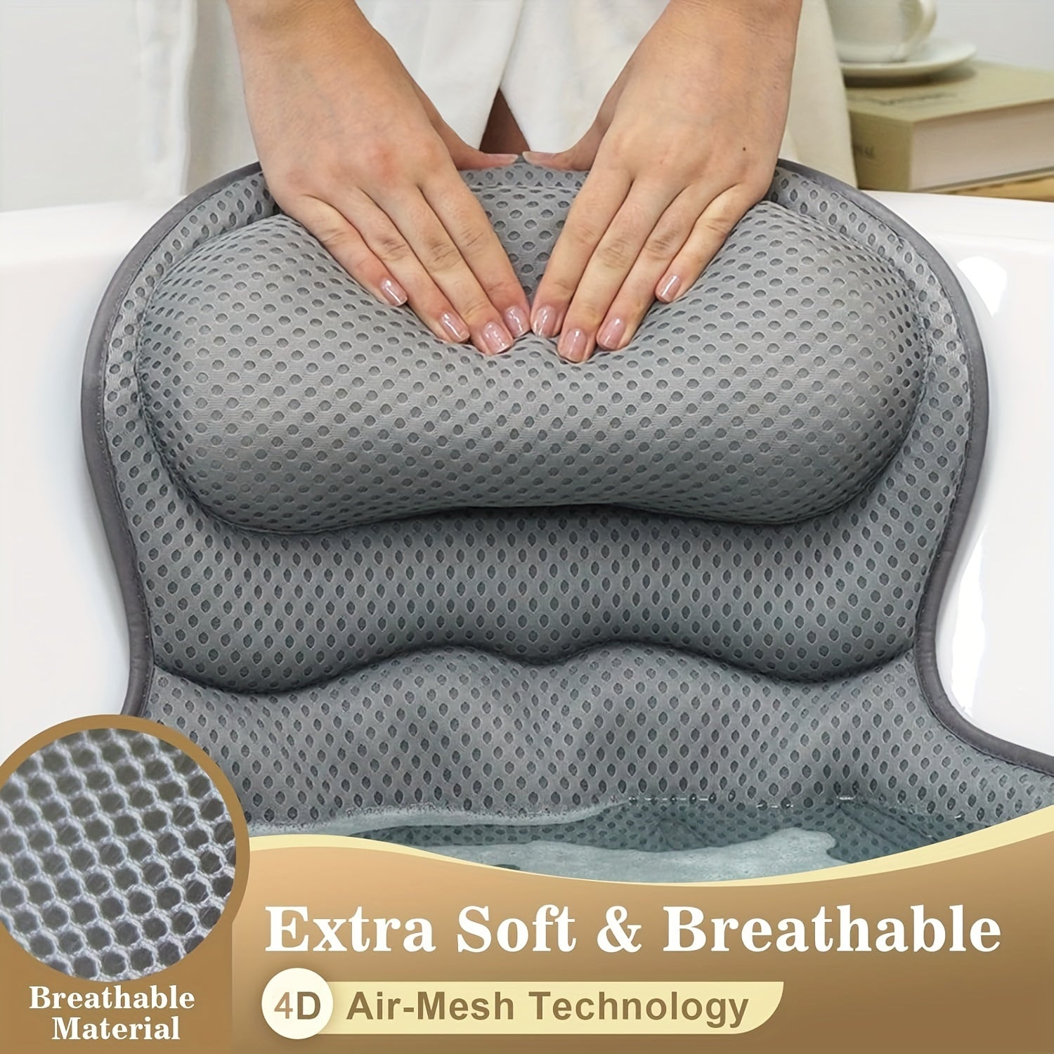 LuxeRest | Soft Mesh Spa Bath Pillow for Neck & Back Relaxation 8