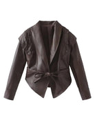 Madonna | Women's Leather Winter Jacket with Tie Belt 0