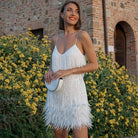 MatildaFeather | Elegant Chic Mini Dress with Luxurious Feather Accents 0