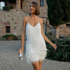 MatildaFeather | Elegant Chic Mini Dress with Luxurious Feather Accents 1