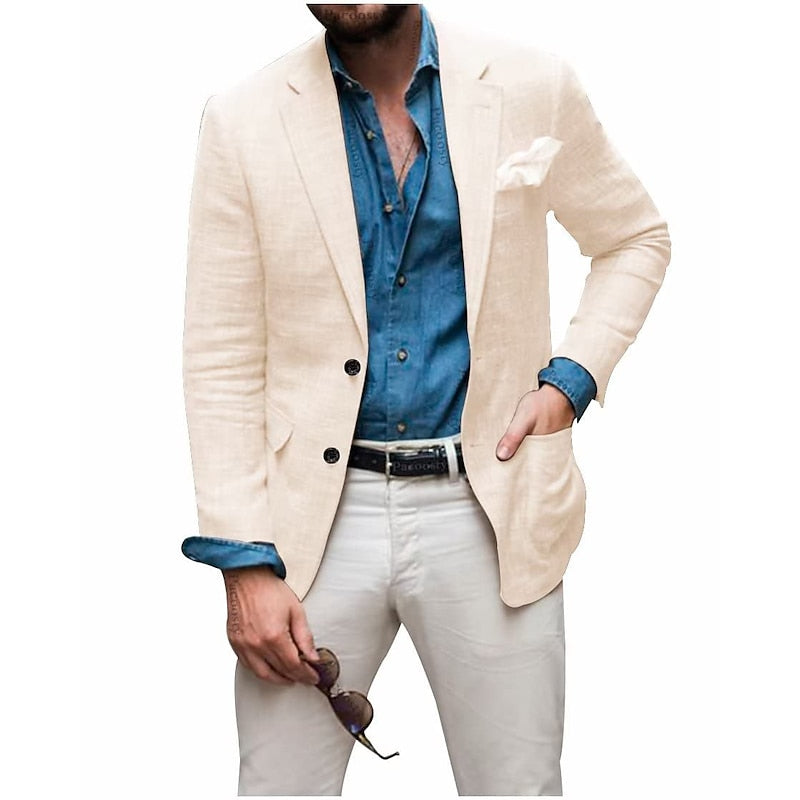 Men's Casual Linen Blazer Jacket - Lightweight, Breathable All-Season Wear for Versatile Style 0