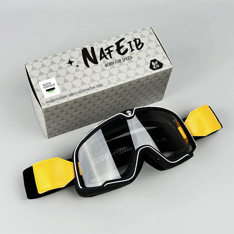 Men's Retro Motorcycle Goggles Fit Over Glasses Durable UV Protection HD Lens 11