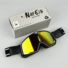 Men's Retro Motorcycle Goggles Fit Over Glasses Durable UV Protection HD Lens 5