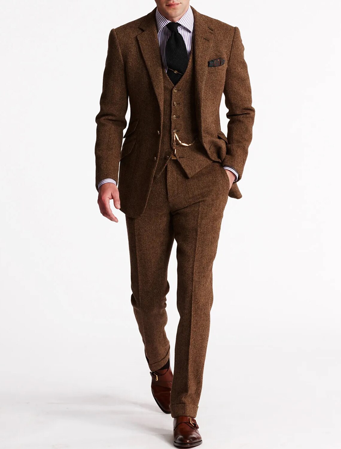 Old-School Luxe 3-Piece Suit – Men's Vintage Tailored Fit for Distinguished Style and Enduring Class 1