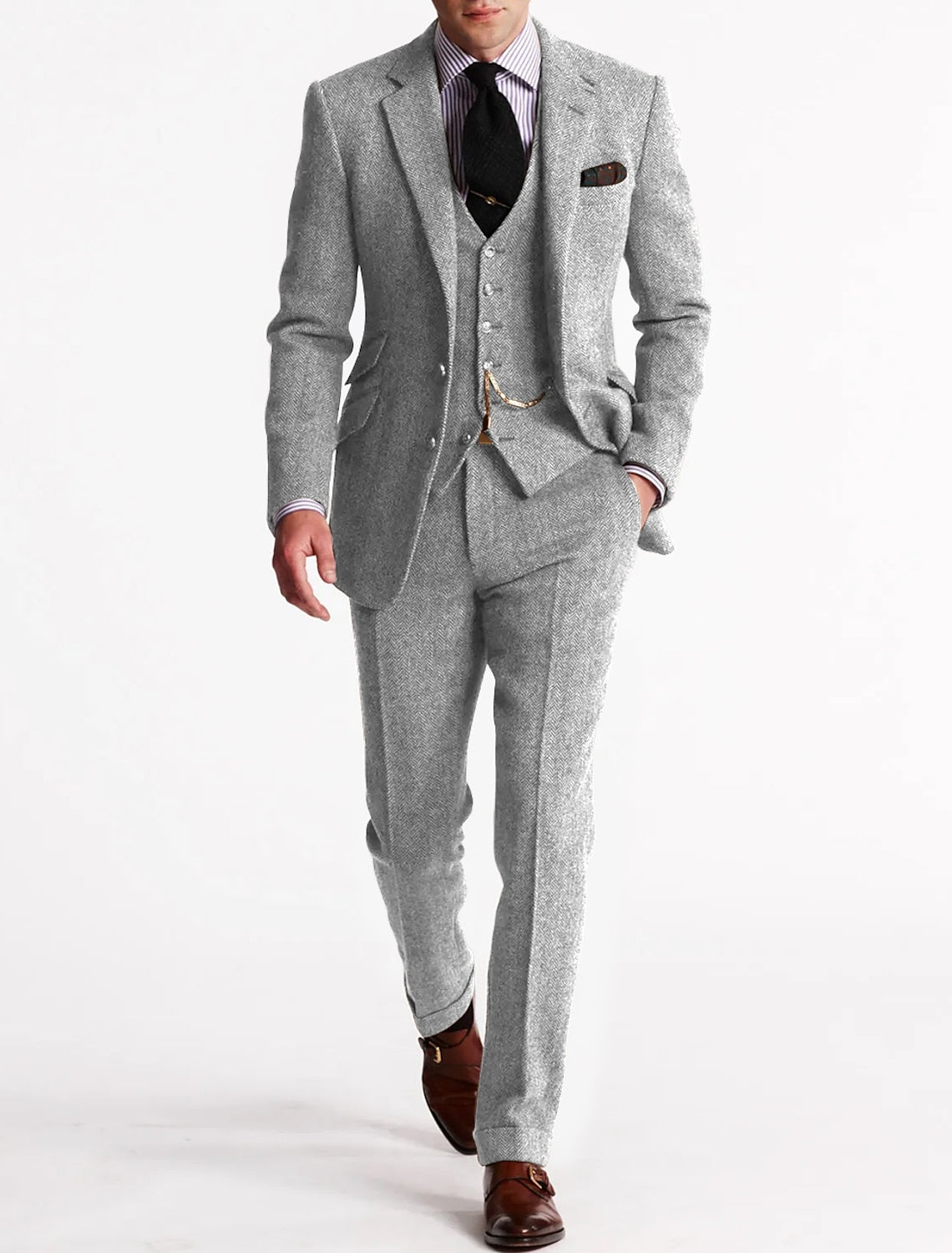 Old-School Luxe 3-Piece Suit – Men's Vintage Tailored Fit for Distinguished Style and Enduring Class 13