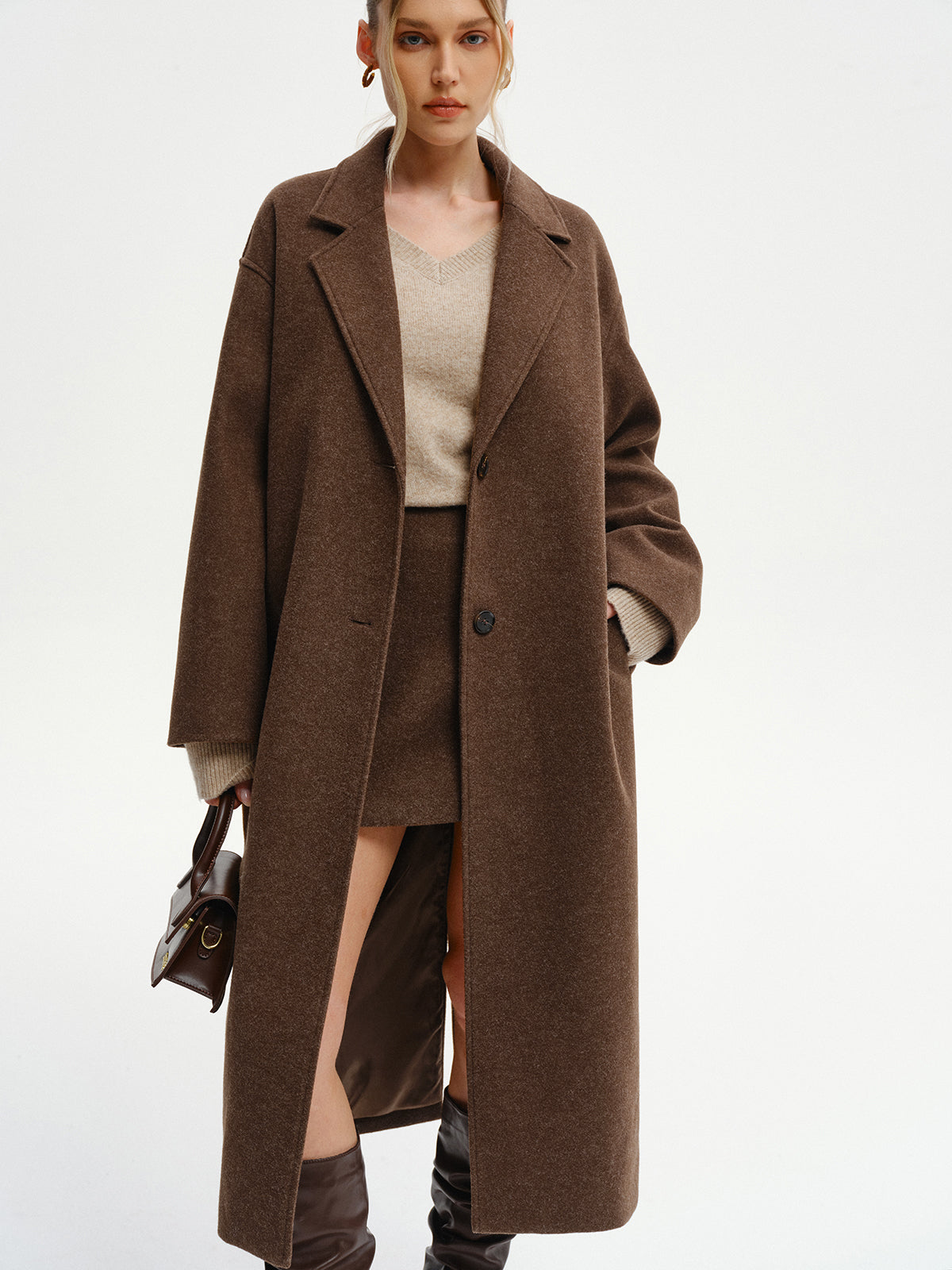 Oversized Tweed Long Coat 0
