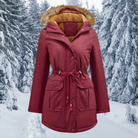 Padded fur collar with hood Warm winter jacket 3