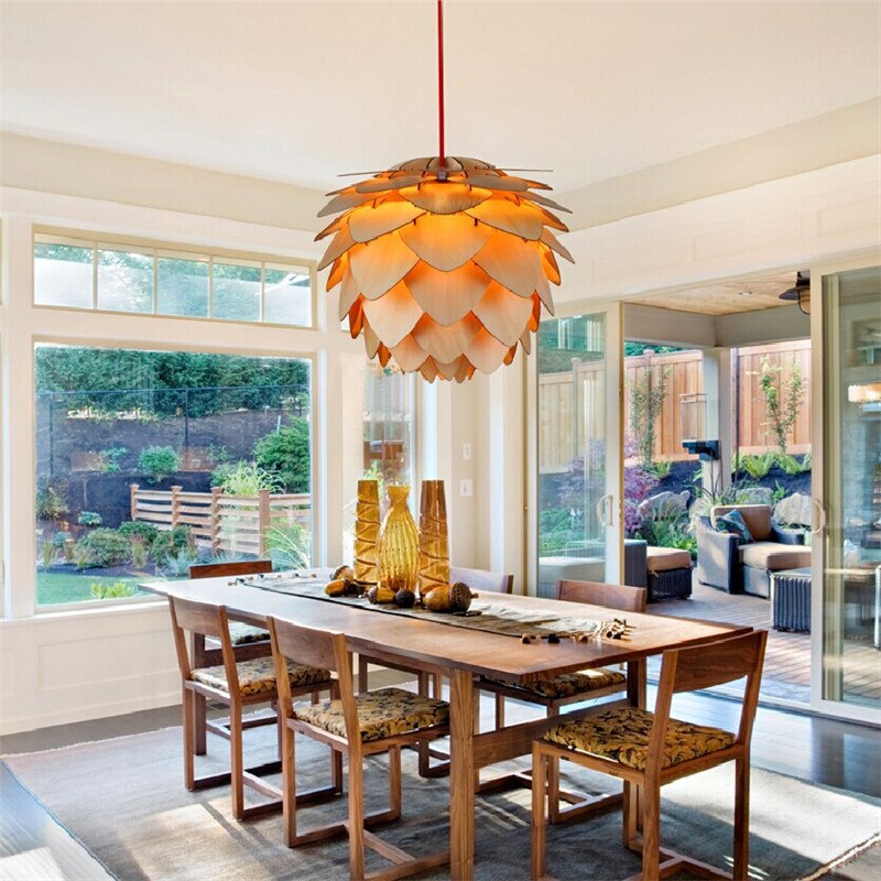 PineGlow | Rustic Wooden Pendant Kitchen Light Fixture with Warm Ambiance 5