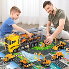 Portable Kids Construction Vehicle Playset – Mini Trucks, Excavators, and Storage Case for Easy Transport 0