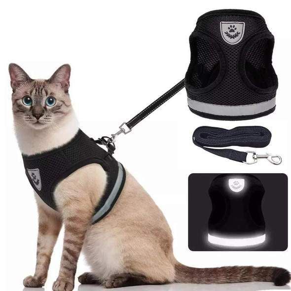 Reflective Cat Harness and Leash Set with Adjustable Straps for Safe Night Adventures – Comfortable Fit for Cats and Kittens 0