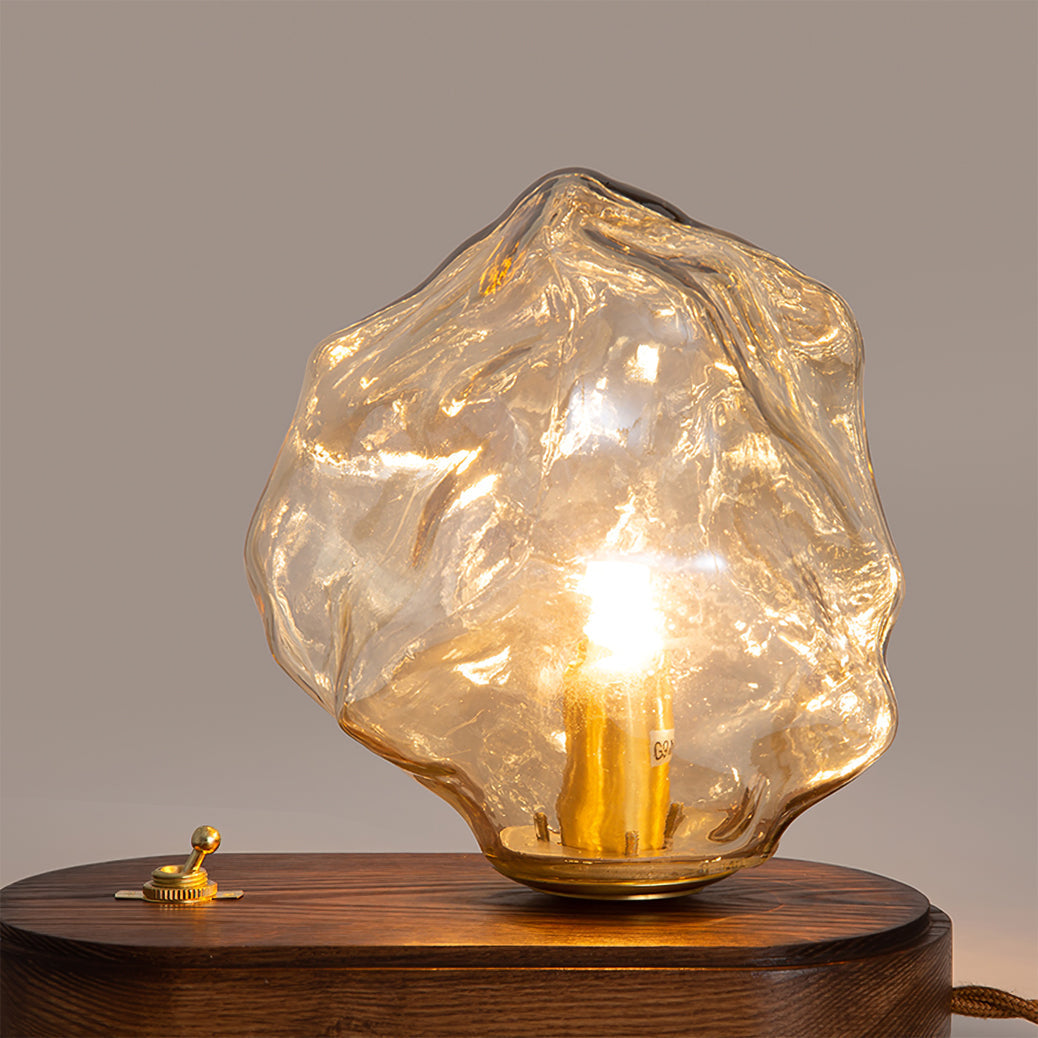 RusticLume – Amber Glass and Wooden Table Lamp 6