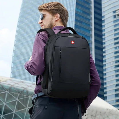 SWISS Herren Laptop-Rucksack – Wasserdicht, diebstahlsicher & mit USB-Anschluss