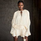 Satin Elegance | Chic Elegant Women's Long Sleeve Mini Dress 1