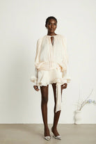 Satin Elegance | Chic Elegant Women's Long Sleeve Mini Dress 2