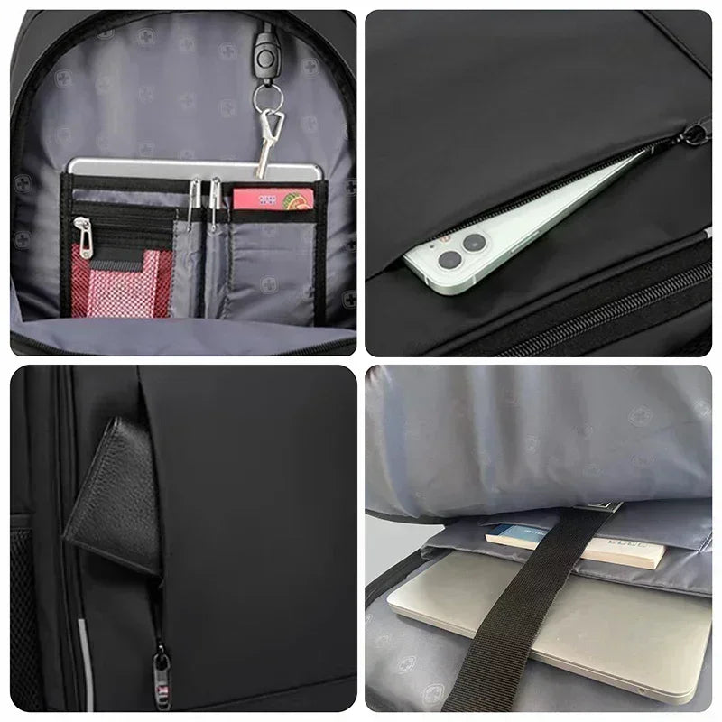 SWISS Herren Laptop-Rucksack – Wasserdicht, diebstahlsicher & mit USB-Anschluss