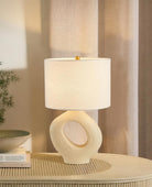 SculptGlow – Resin Table Lamp with Soft Linen Shade 11