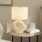 SculptGlow – Resin Table Lamp with Soft Linen Shade 2