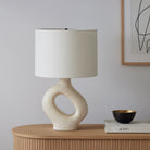SculptGlow – Resin Table Lamp with Soft Linen Shade 9