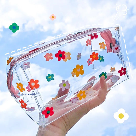 Niedliche Transparente Kosmetiktasche – Große Kapazität, Frucht-Herz Muster