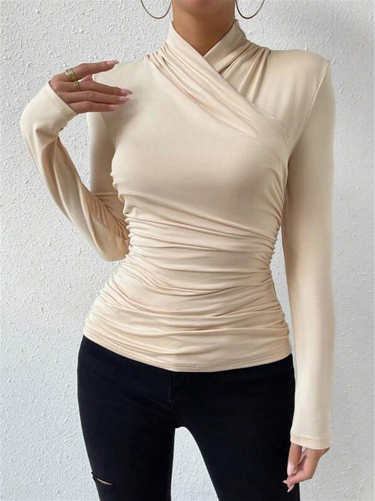 SilkenDrape | Elegant Figure-Hugging Women's Top for Going Out 3