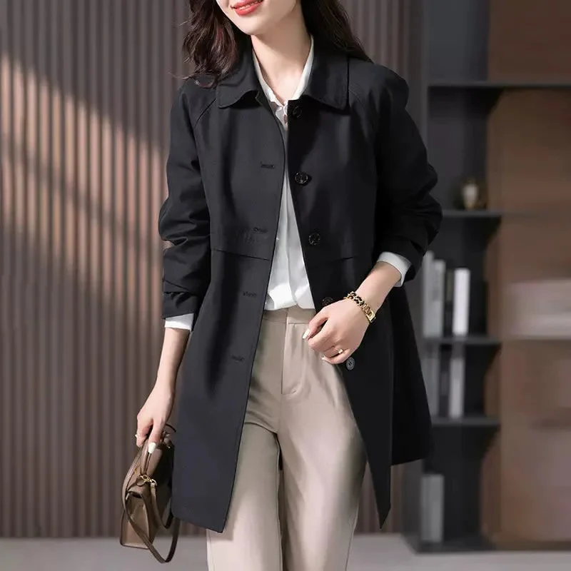Single-breasted women's wool coat – mid-length, tailored fit and classic collar for stylish autumn and winter outfits 1