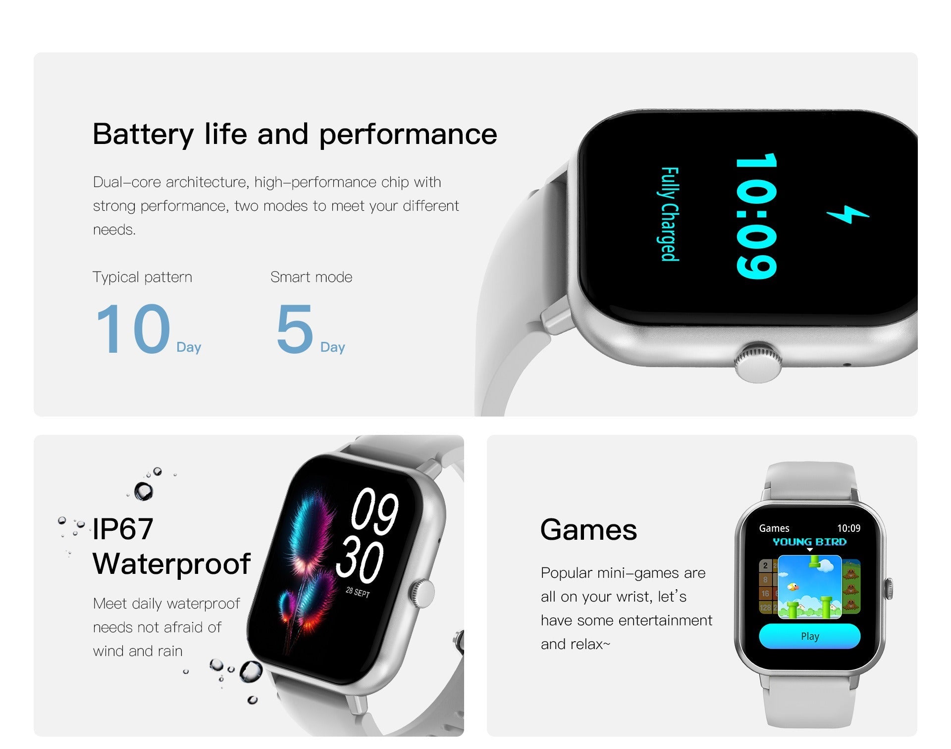 Smartwatch with Heart Rate Monitor and 10 Sports Modes – Slim Design, Compatible with All Smartphones 6