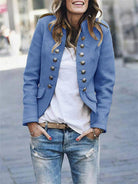 Stylish women's jacket in a military look – hip-length coat with button closure and shoulder details 2