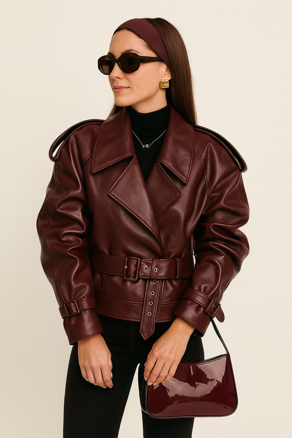 Valentina Corvi | Luxury Women's PU Leather Jacket with Slim Fit 0