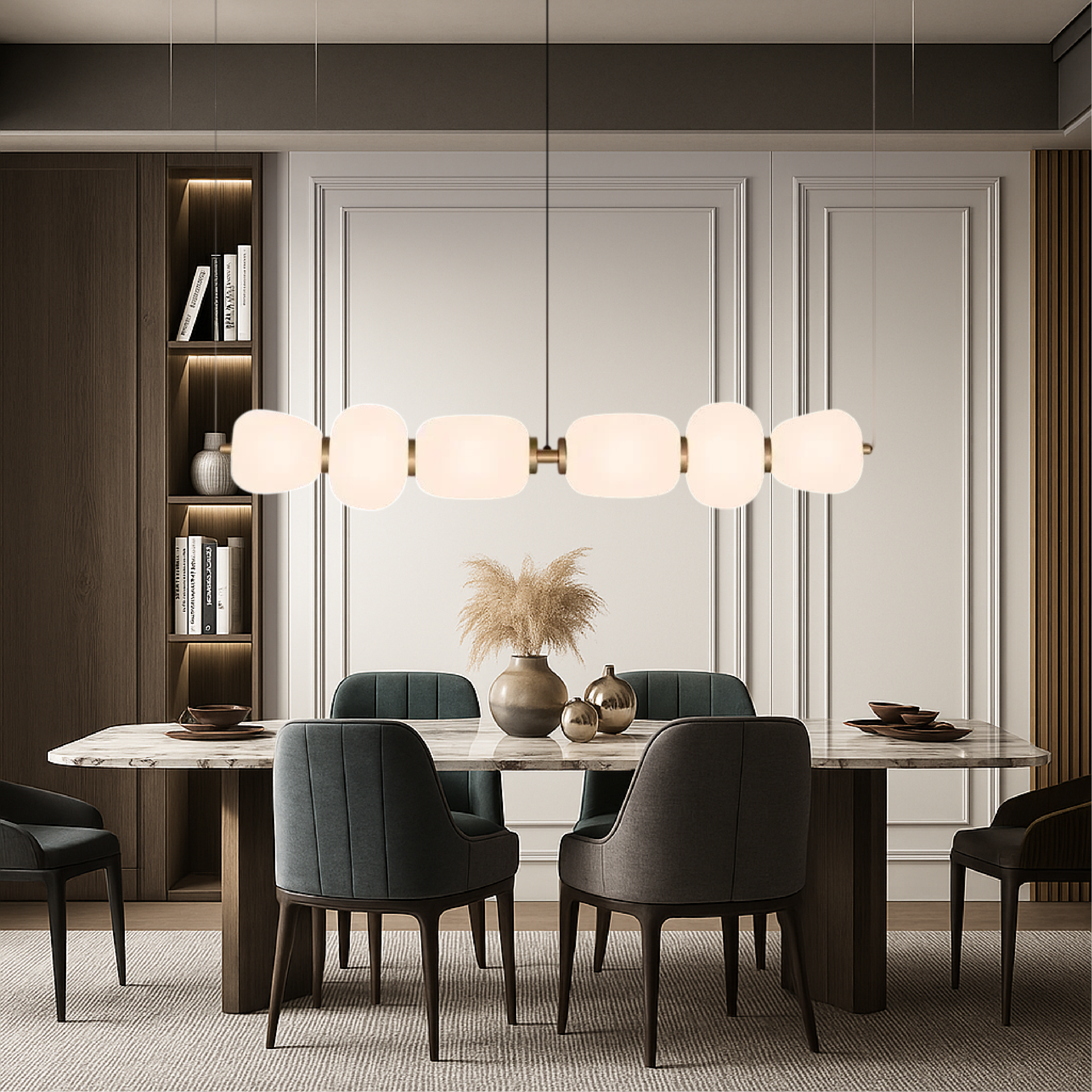 Vareli | Minimalist Bar Pendant Light in White Glass 0