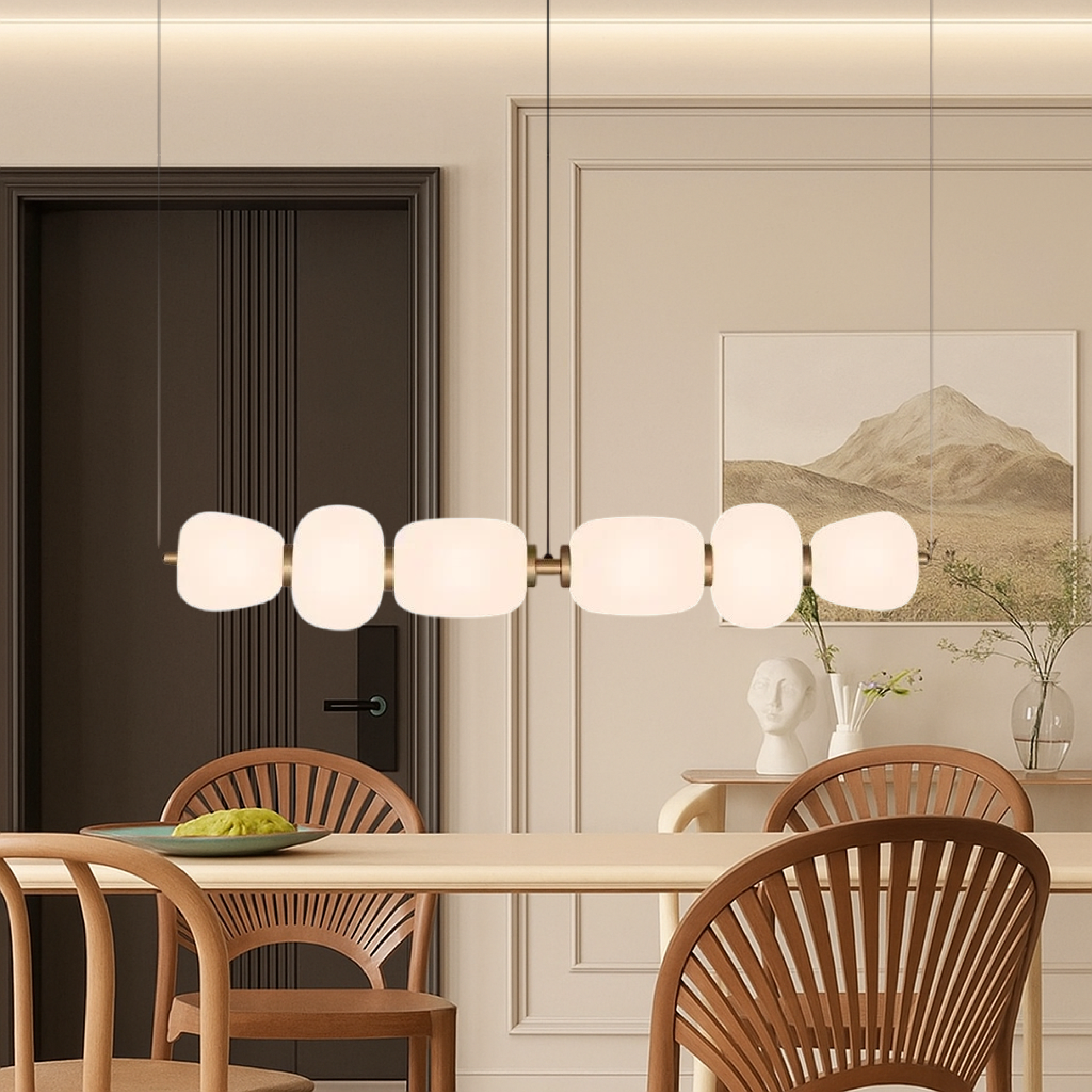 Vareli | Minimalist Bar Pendant Light in White Glass 1
