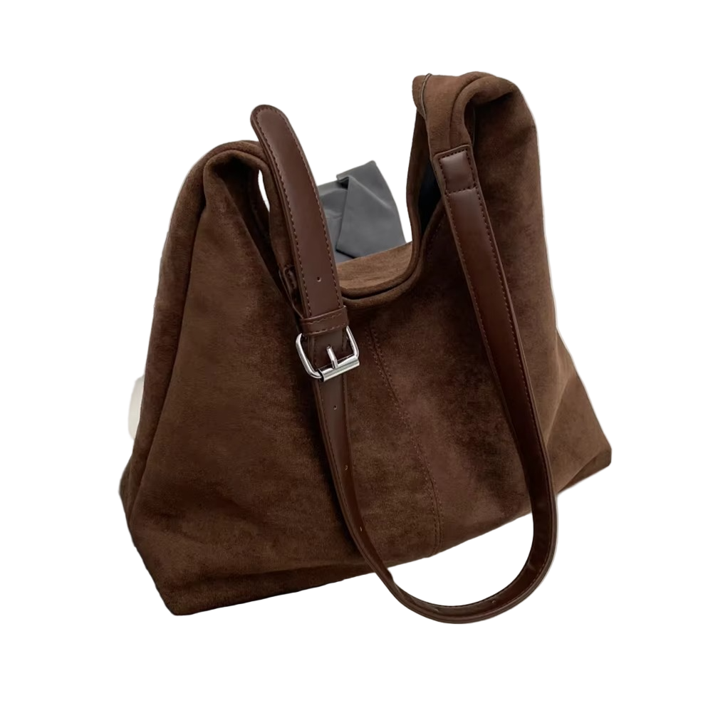 Versatile Suede Handbag – High Capacity Trunk Style with Adjustable Strap for Elegant Everyday Outfits 3