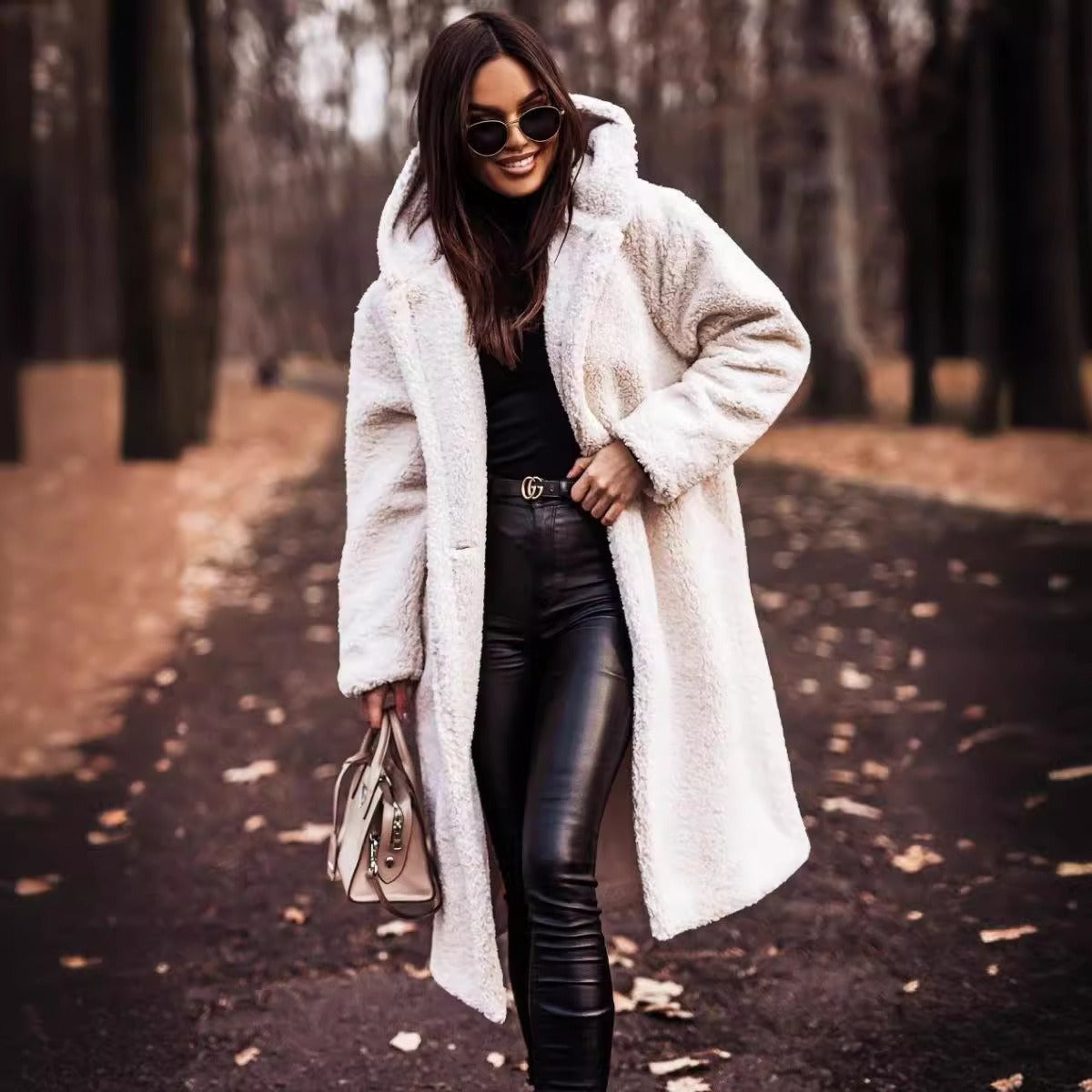 Warm Oversized Hooded Wool Coat for Women – Long Button Front Winter Trench Jacket 2