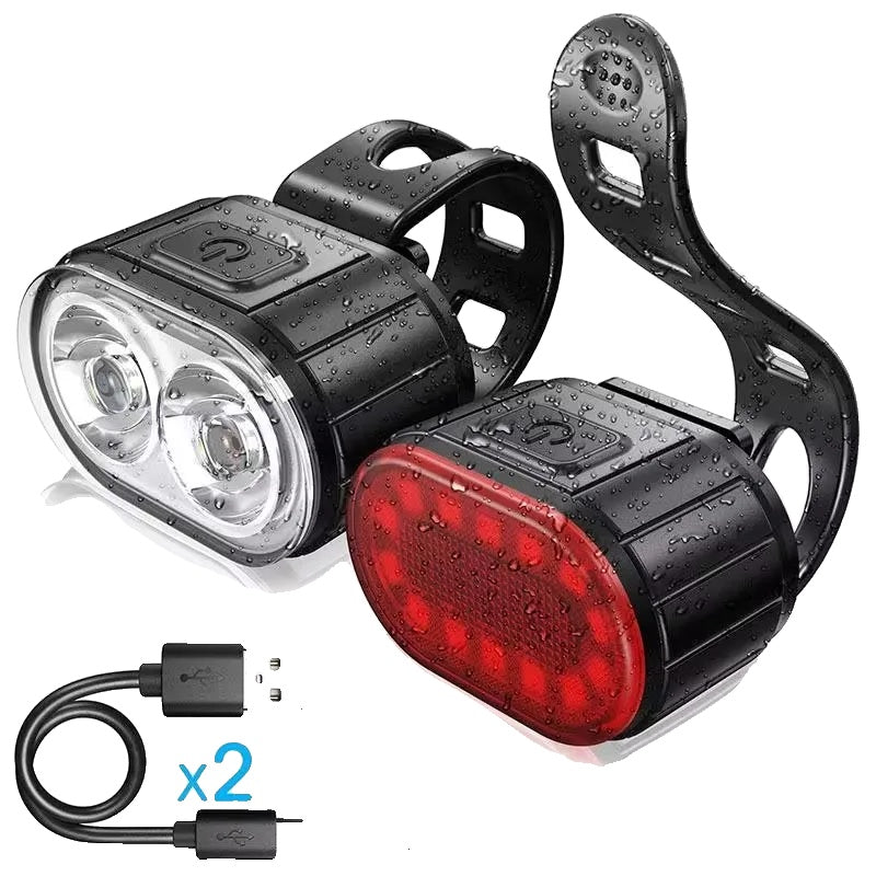 Waterproof Rechargeable Bike Lights – USB Charging Super Bright Bicycle Headlight and Taillight Set 0