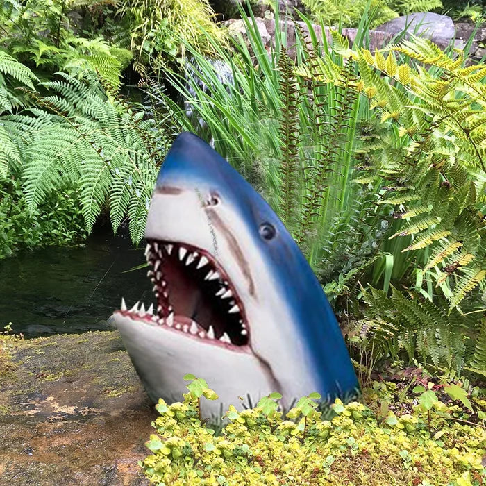 Weather-Resistant Blue Shark Garden Sculpture - Unique Outdoor Statue for Garden Decor, 35cm x 20cm x 15cm 2