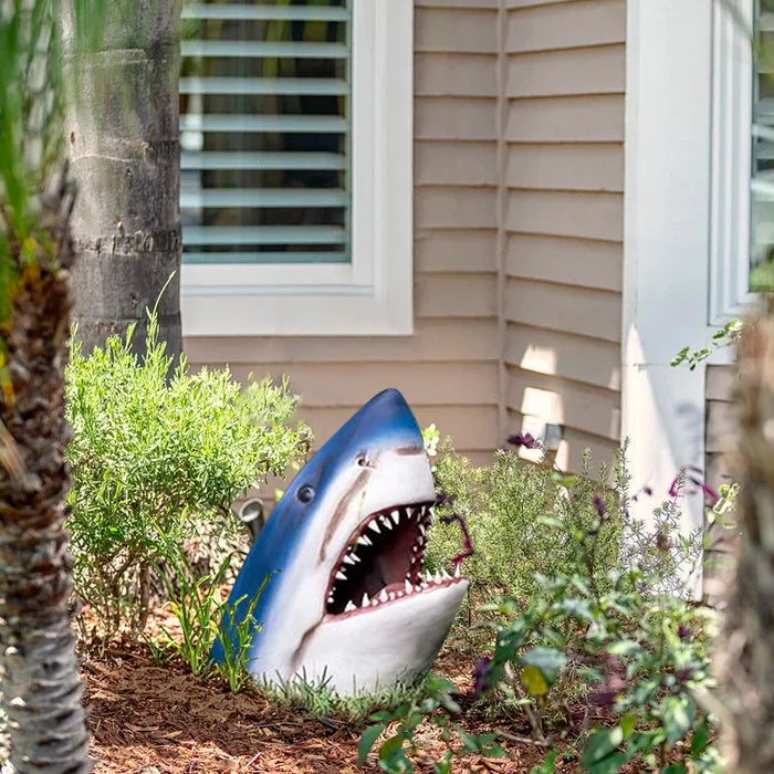 Weather-Resistant Blue Shark Garden Sculpture - Unique Outdoor Statue for Garden Decor, 35cm x 20cm x 15cm 3
