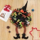 Whimsical Witch Mesh Wreath – Halloween Front Door Decoration for Festive Fun 1