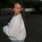 Women's Cropped Bomber Jacket with Long Sleeves and Zip Front 2