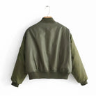 Women's Cropped Utility Bomber Jacket with Patch Pockets and Zip Sleeve 2