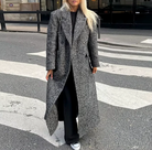 Women's Double-Breasted Wool Coat with Herringbone Pattern – Tailored Fit Winter Coat for Women 0