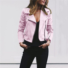 Women's Leather Jacket with Asymmetrical Zip and Lapel Collar 5