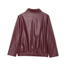 Women's Leather Jacket with Zipper Front and Classic Lapel Collar 4